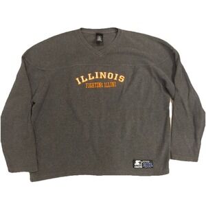 Vintage Illinois Fighting Illini Starter Gray Crewneck Sweatshirt Men's 2XL